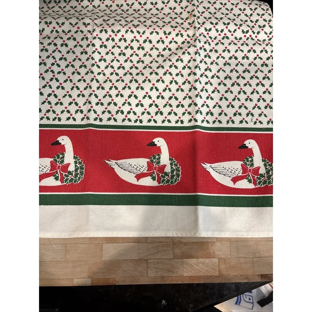 Vintage Christmas Kitchen Towel Geese Goose Cottagecore Grandmacore